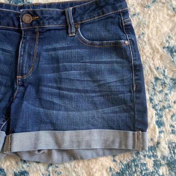 Ana Dark Wash Denim Midi Shorts Stretch Jean Short - Picture 4 of 6